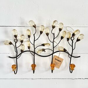 Vintage Pier 1 Wall Hooks Amber Gems Hook Clear Teardrop Accents